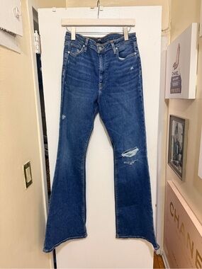 Hudson Los Angeles Distressed Flare Jeans Size 33 / 18 Dark Wash